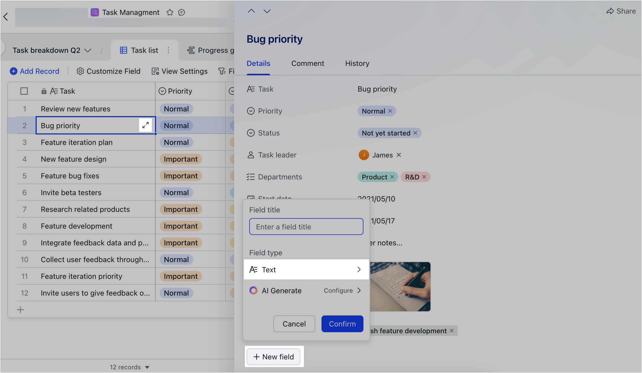 Use text fields in Base
