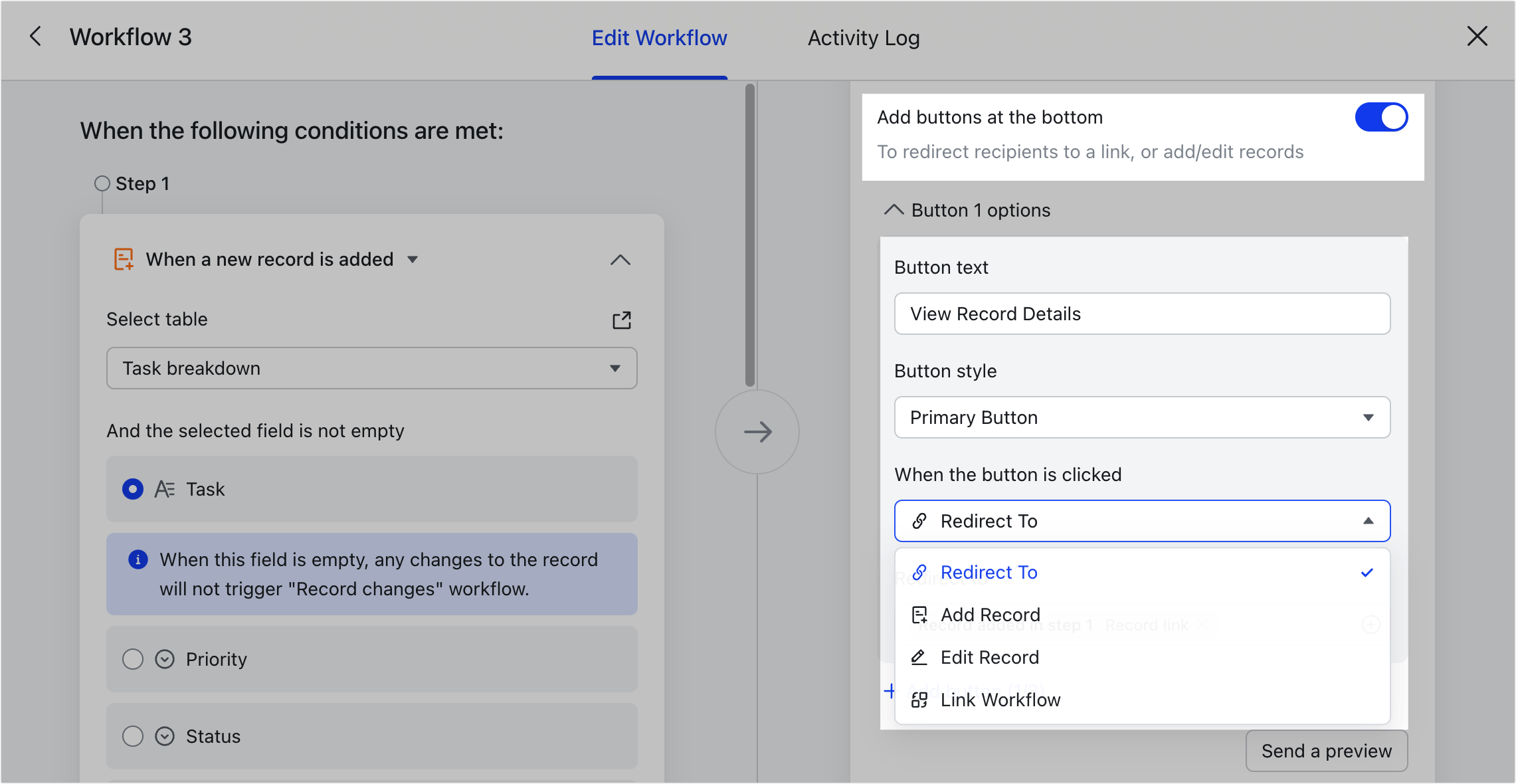 Send messages with interactive buttons using automated workflows