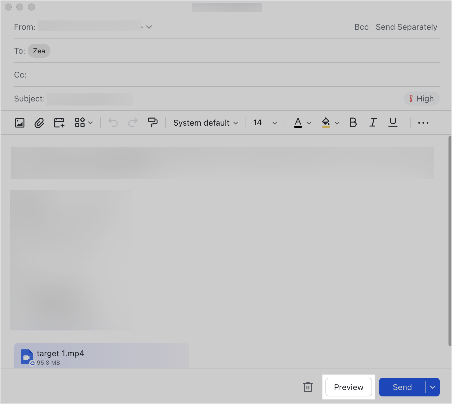 Preview an email before you send it