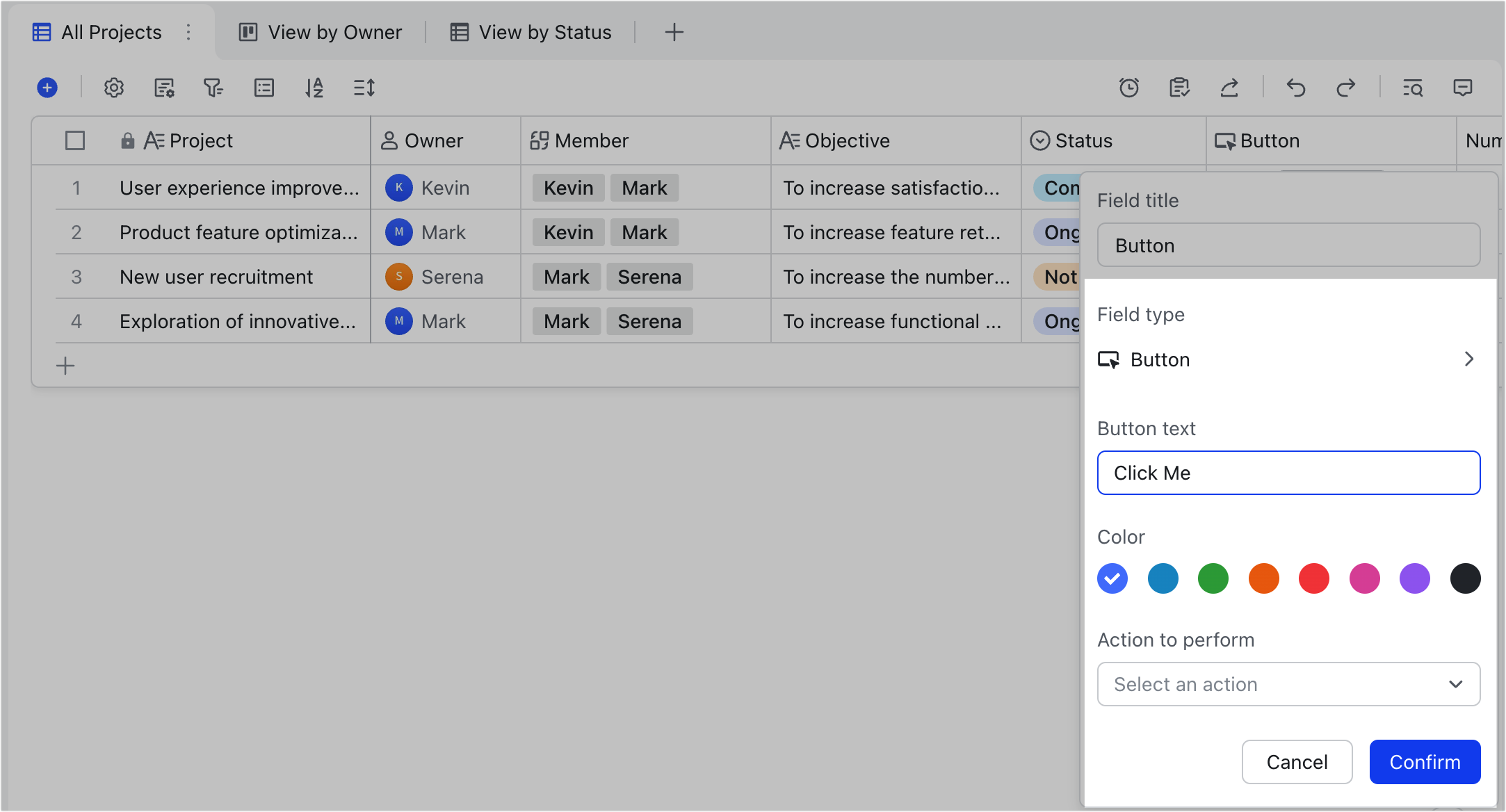 Use button fields in Base