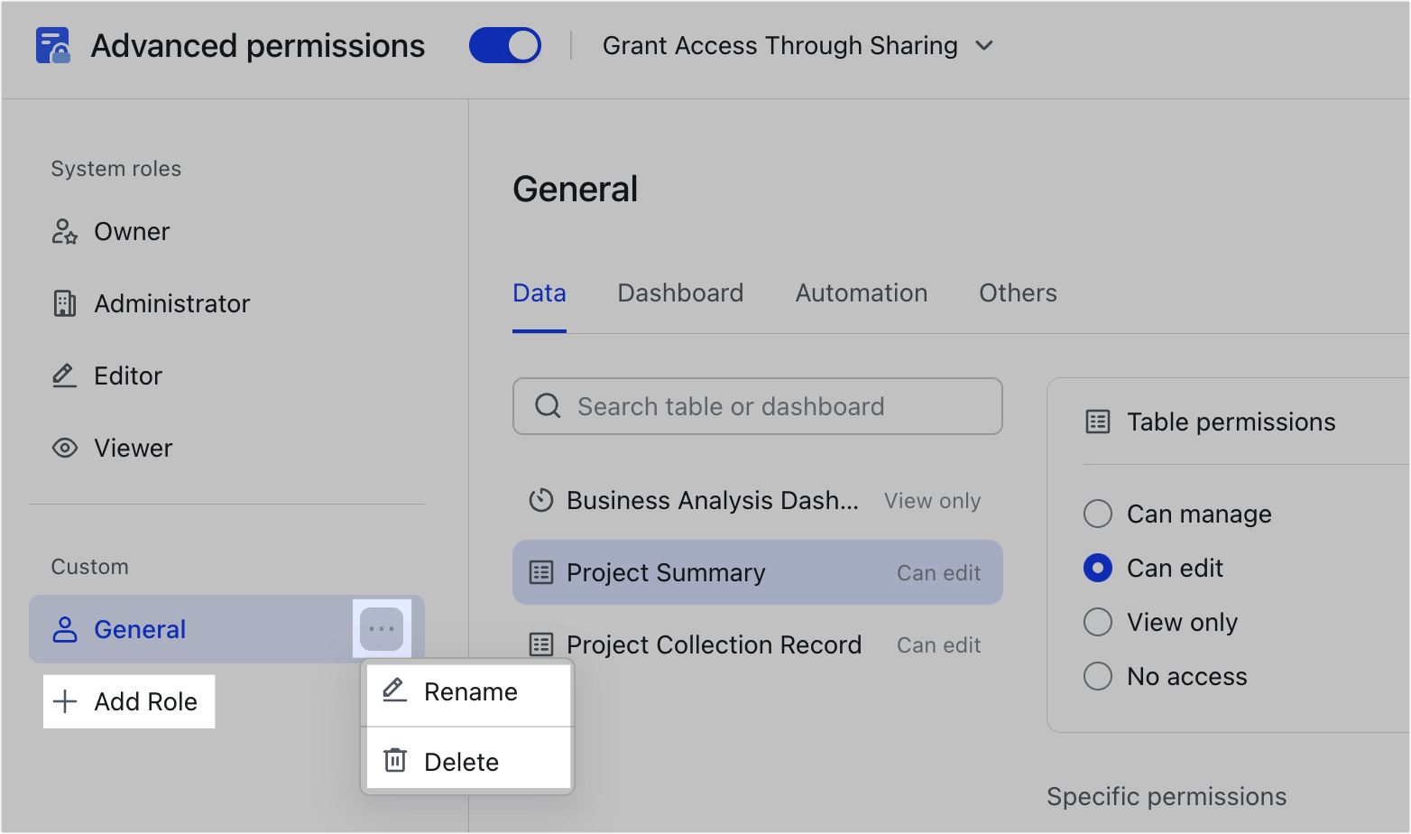Overview of new advanced permission roles in Base