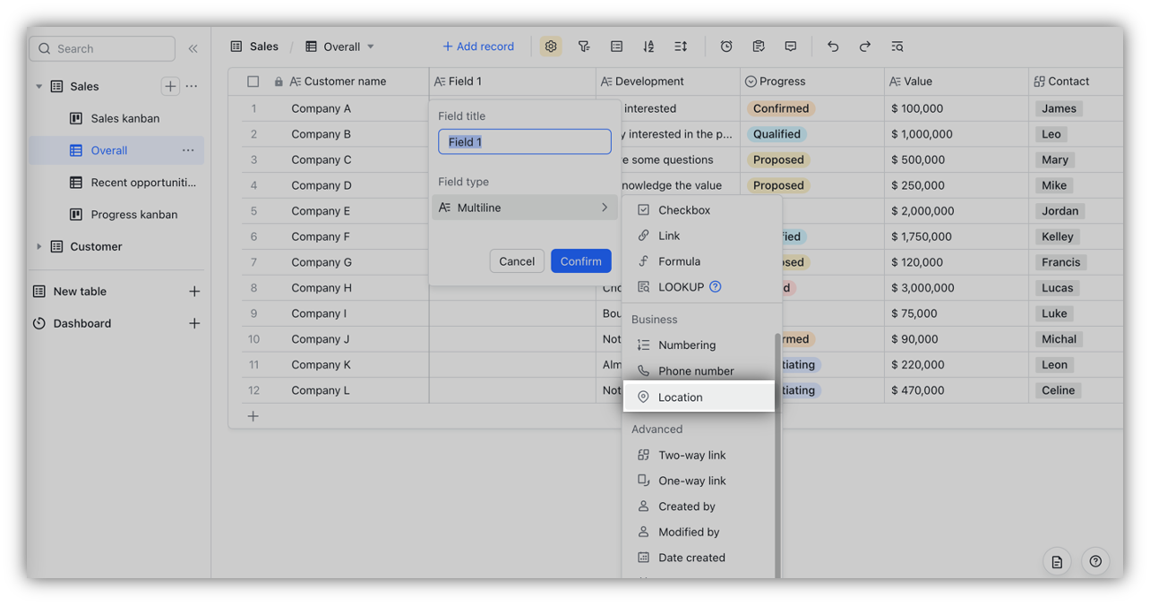 Use location fields in Base