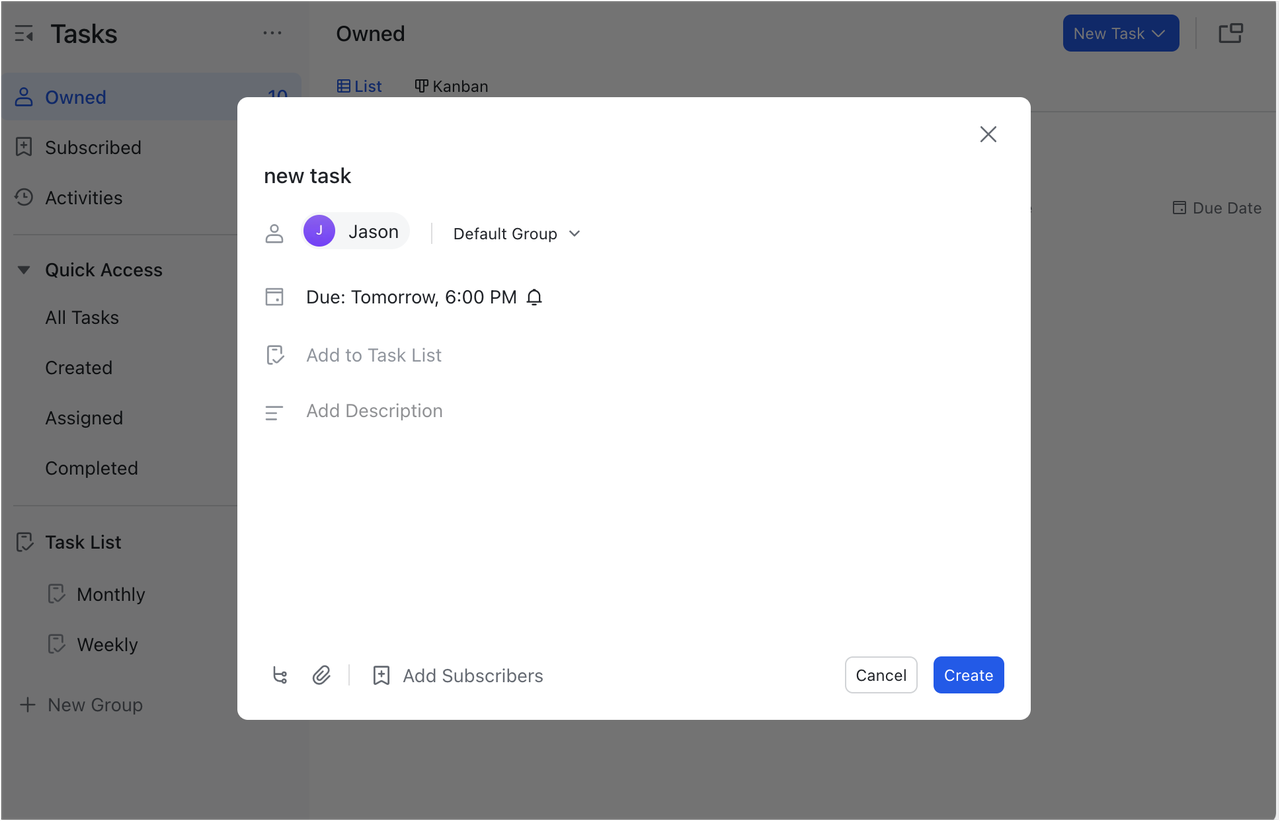 Create tasks