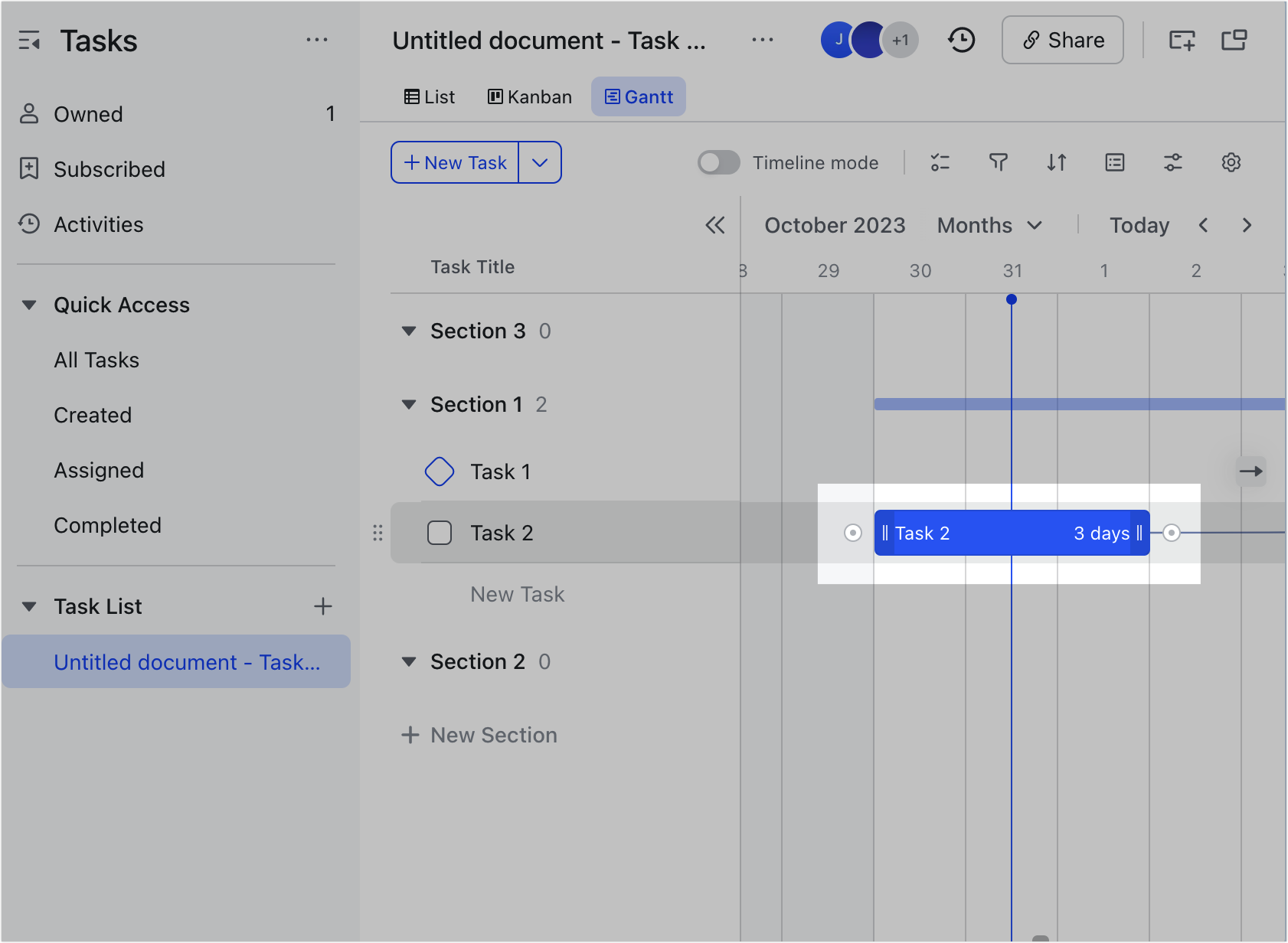 Use a Gantt chart to view and manage task list progress