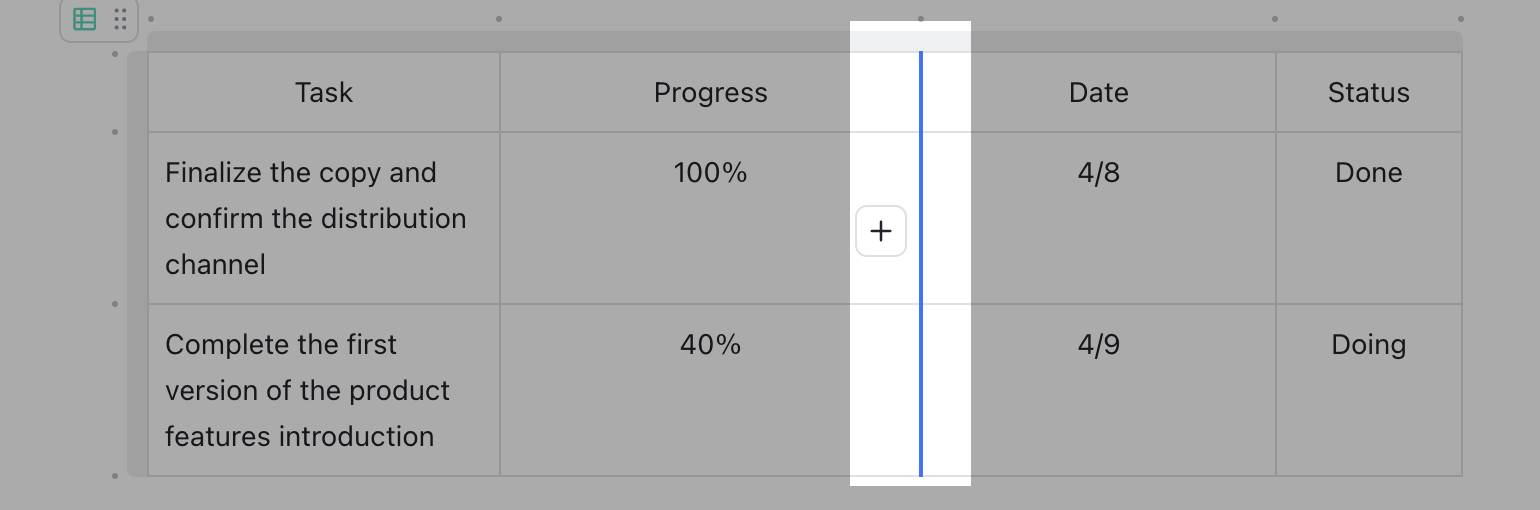 Edit tables in Docs