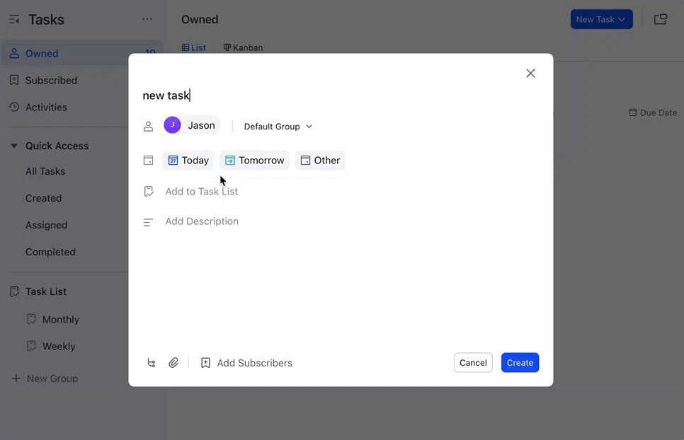 Create tasks