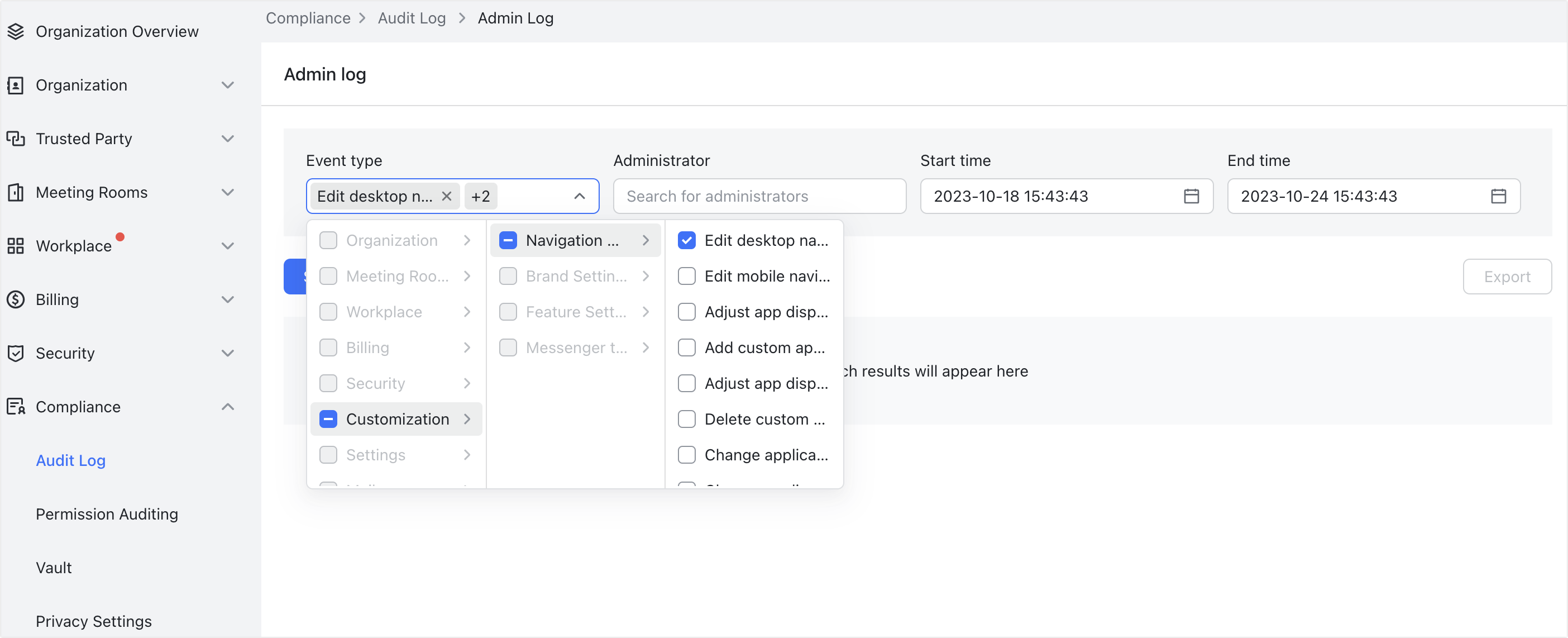 Admin | Customize navigation bar layouts for user groups