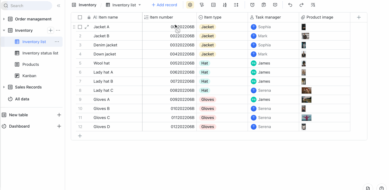 Use numbering fields in Base