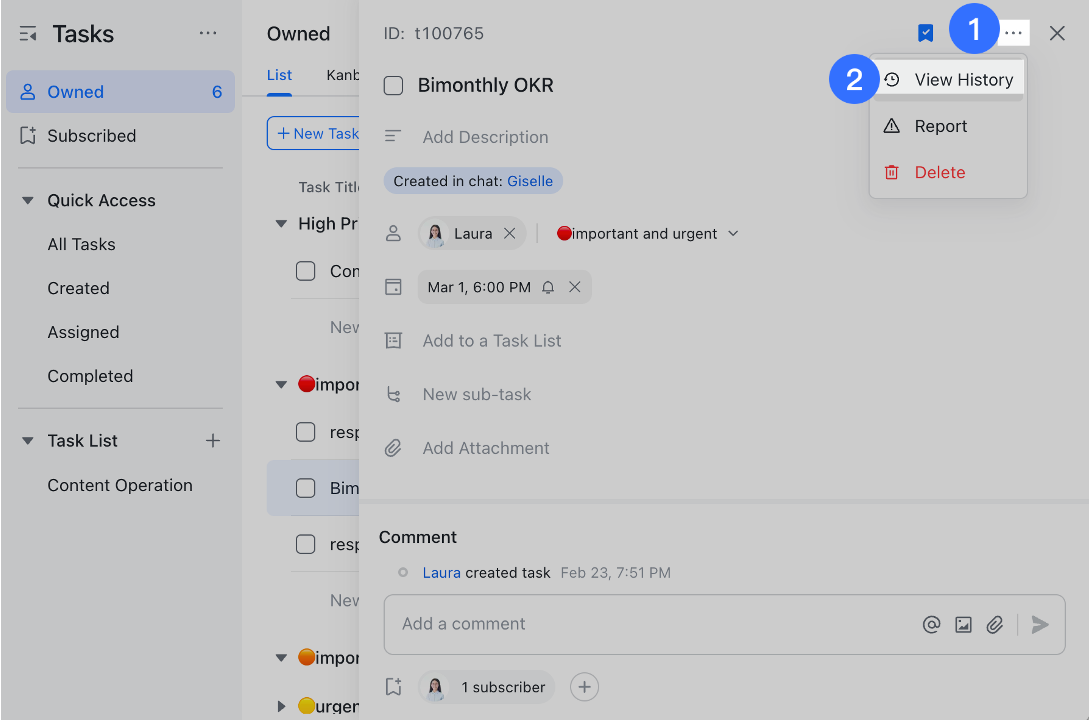 View and edit tasks