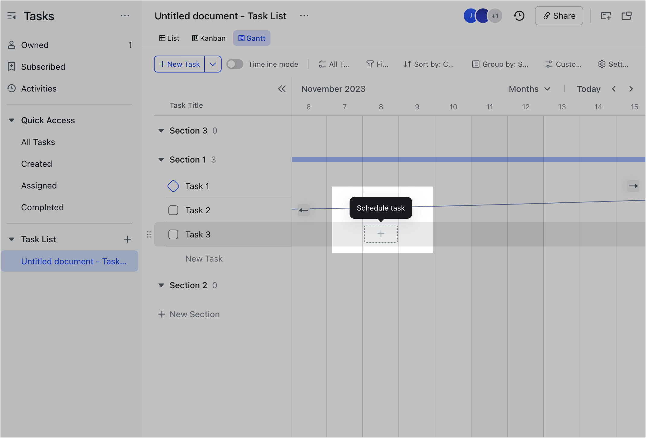 Use a Gantt chart to view and manage task list progress