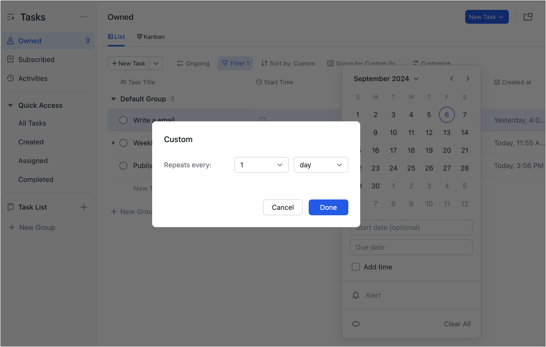 Create and manage recurring tasks