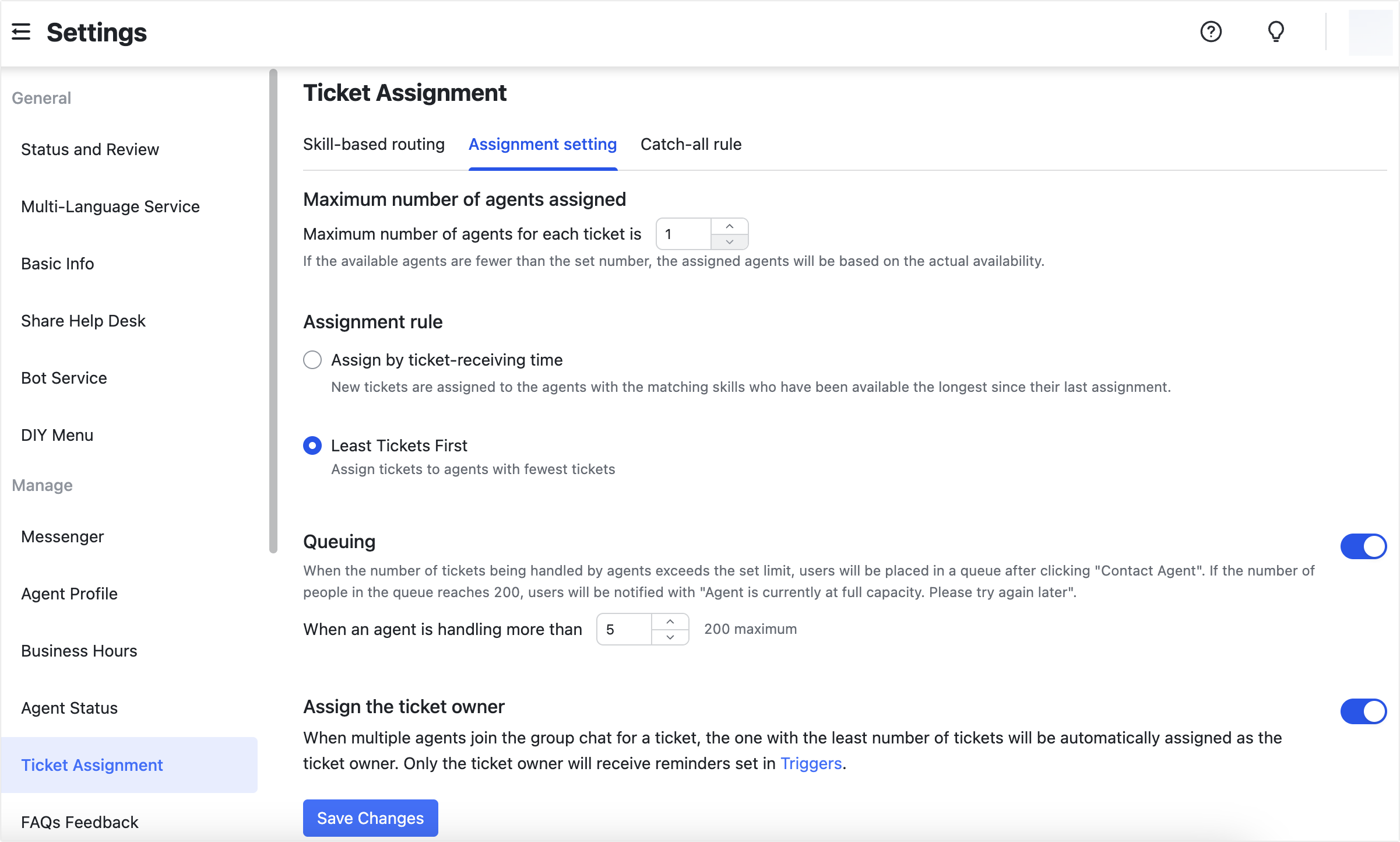 Define ticket assignment rules