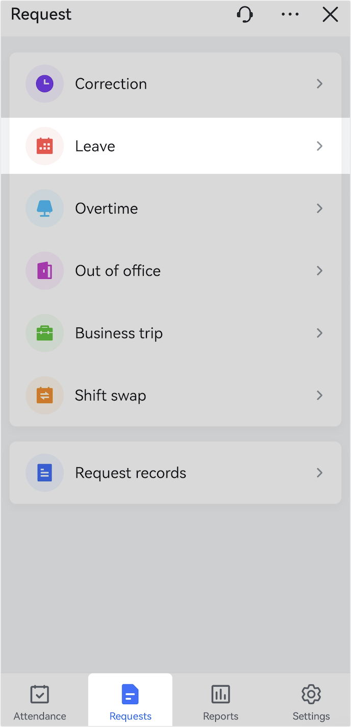 Submit, modify, and withdraw leave requests