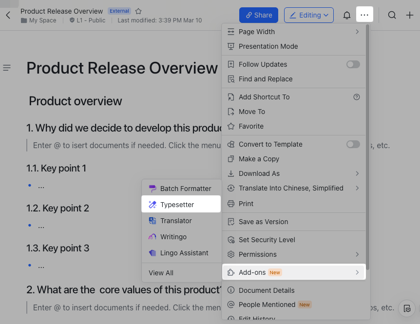 Use the typesetter add-on