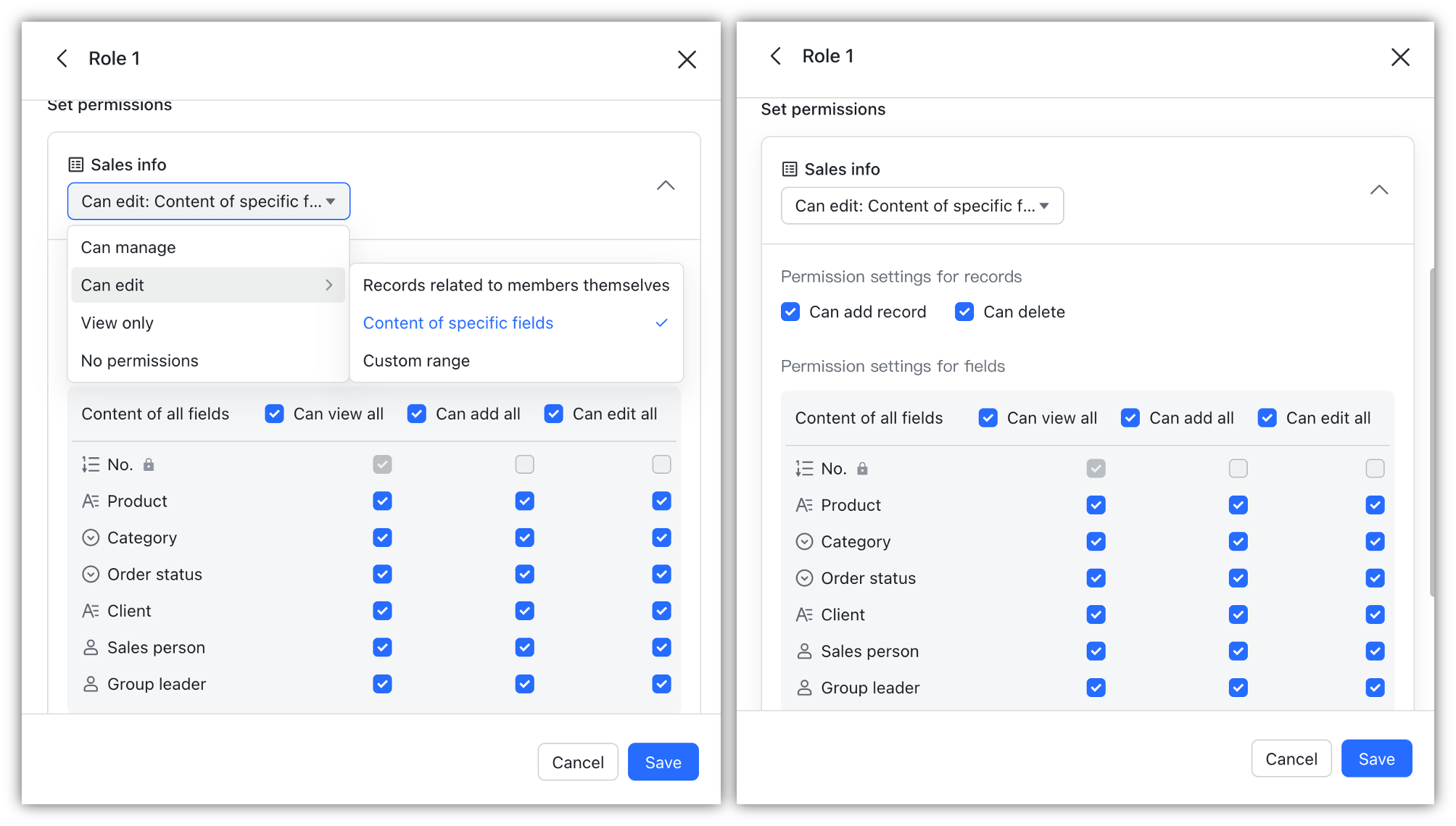 Row and column permissions and their effect on forms and formulas