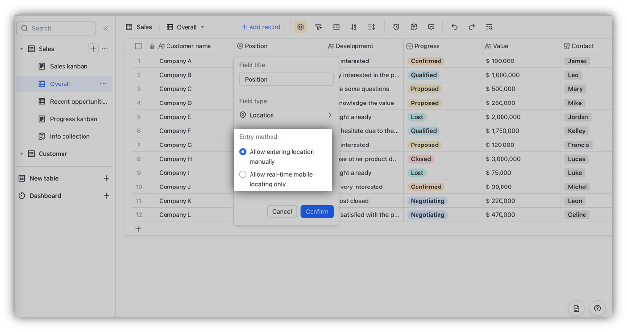 Use location fields in Base