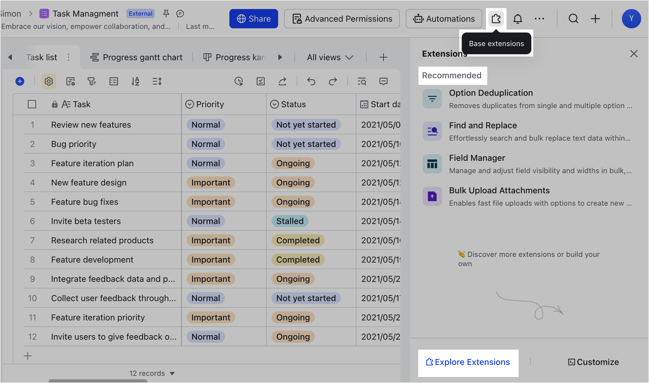 Use extensions in Base