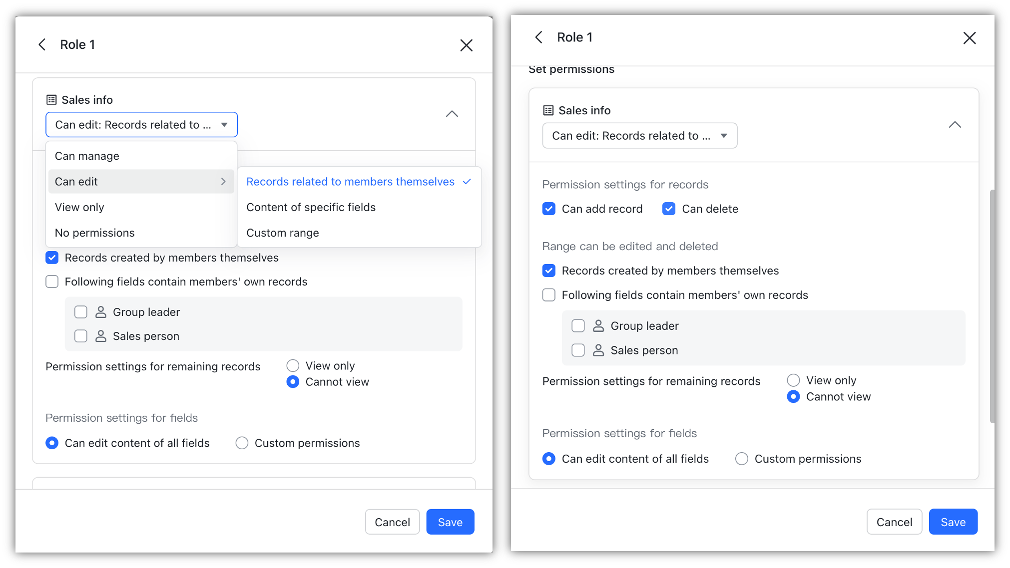 Row and column permissions and their effect on forms and formulas