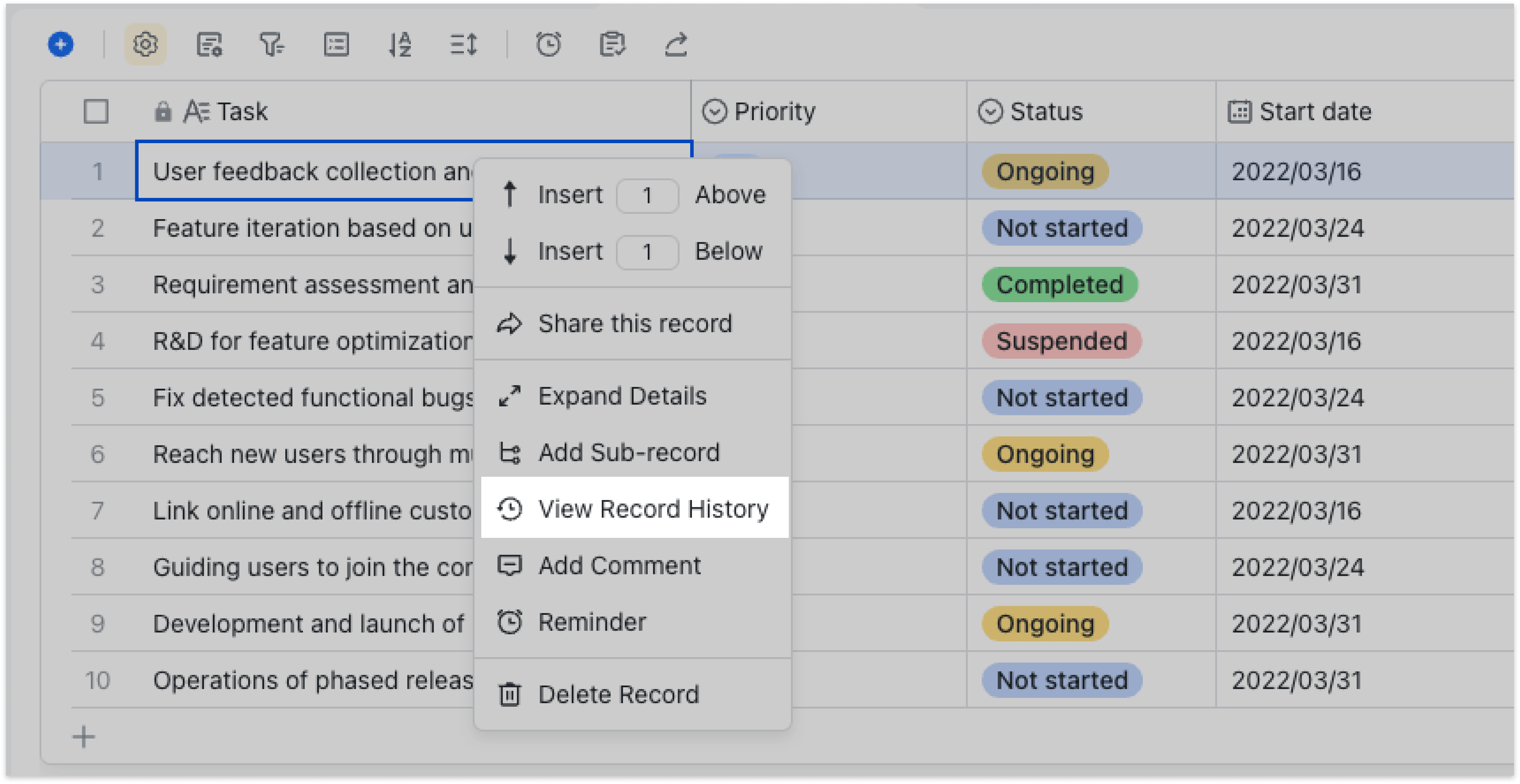View edit history in Base