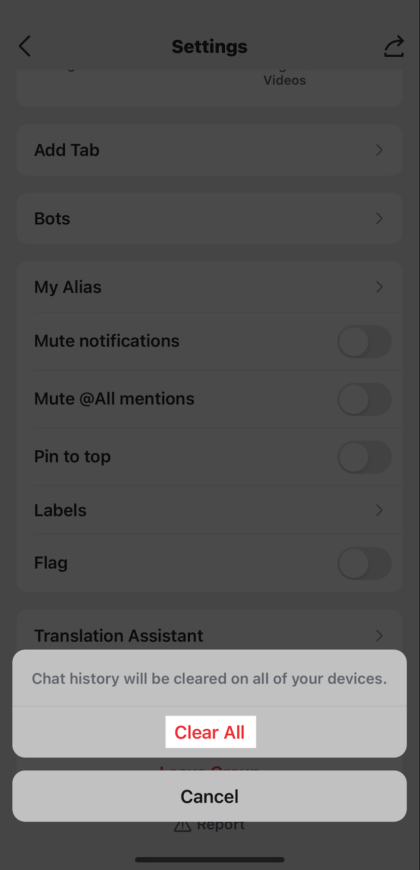 Clear chat history