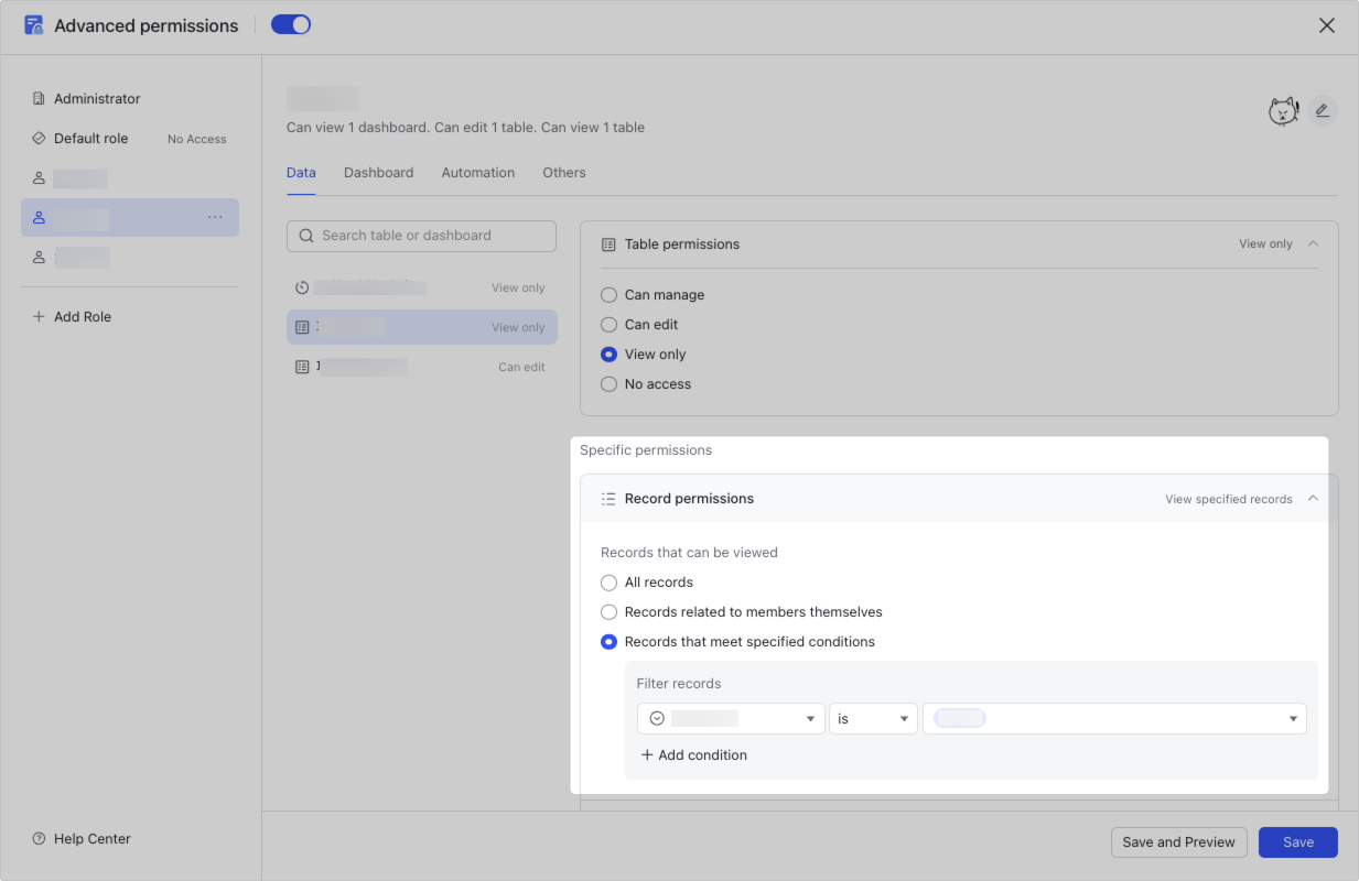Show dashboard data based on visitors' permissions