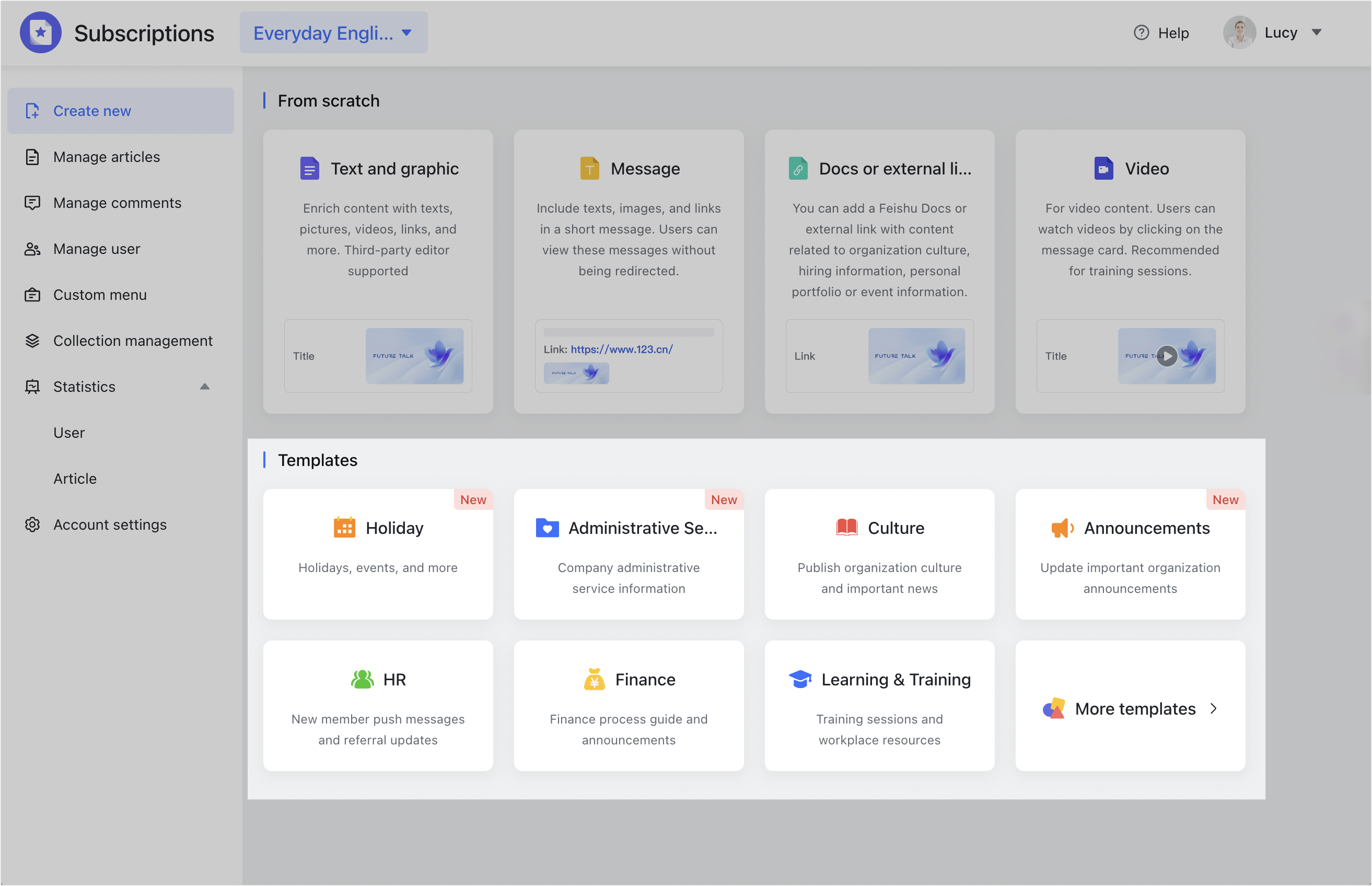 Use templates in Subscriptions