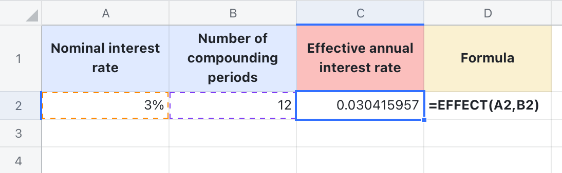 EFFECT function for Sheets